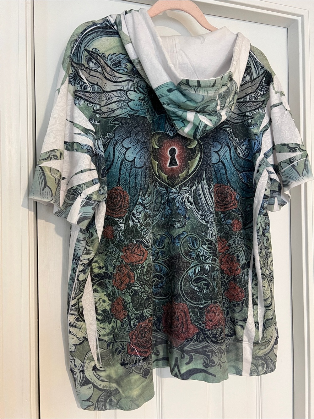 Lane Bryant Graphic Floral Zip Hoodie Short Sleeve Hoodie - Picture 3 of 4